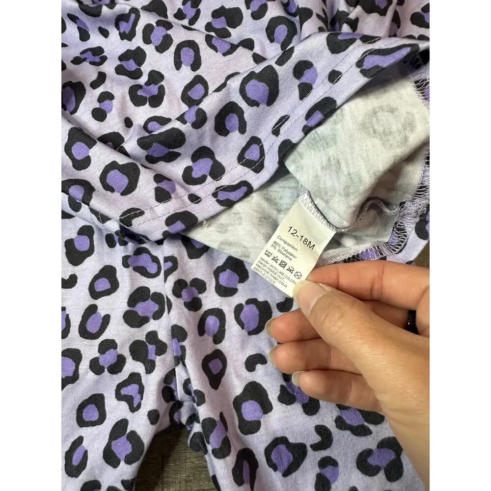 Purple Animal Print Long Sleeve Pants Pajama Set 12-18Months